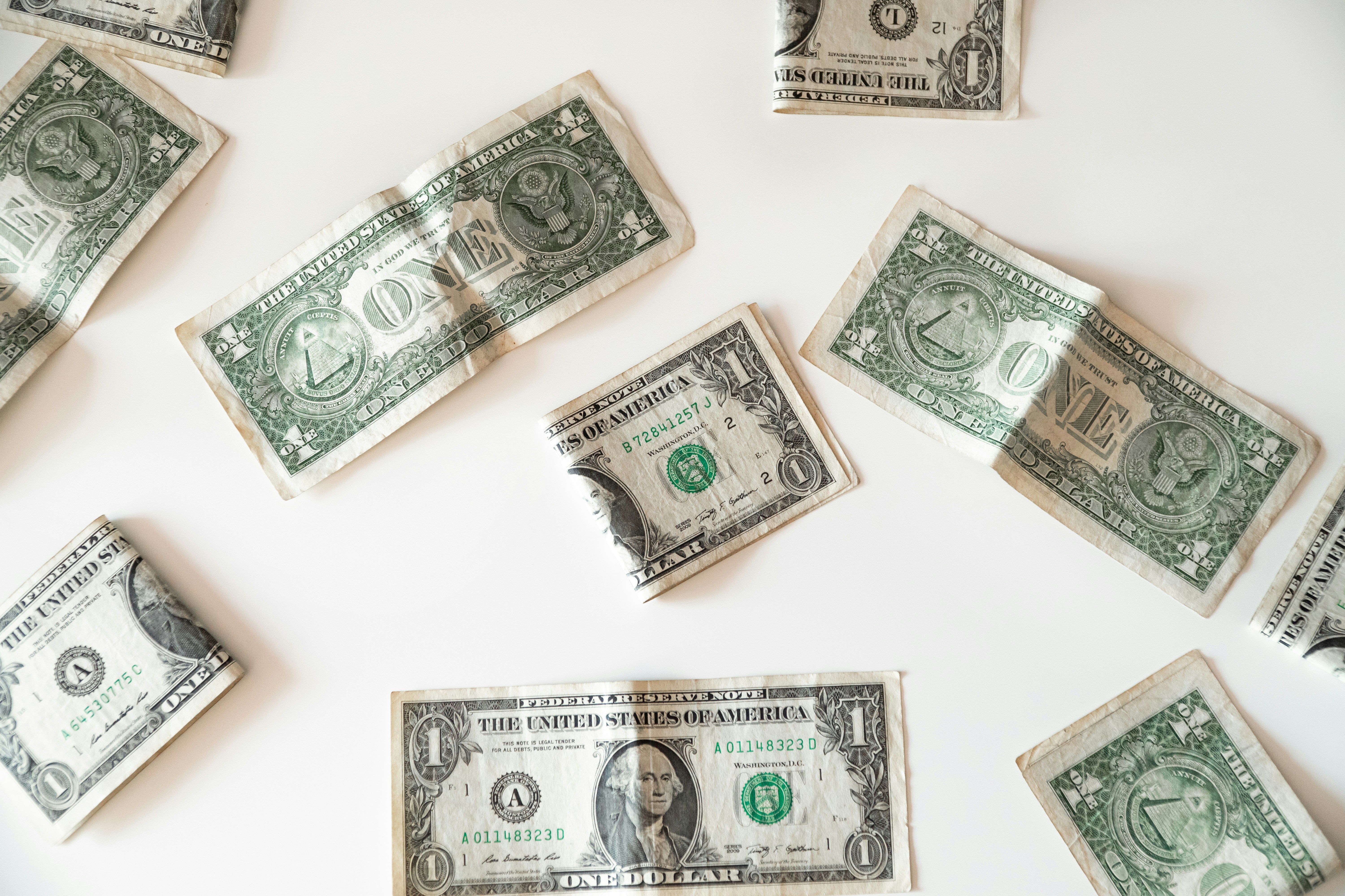 U.S. dollar bills representing refund money