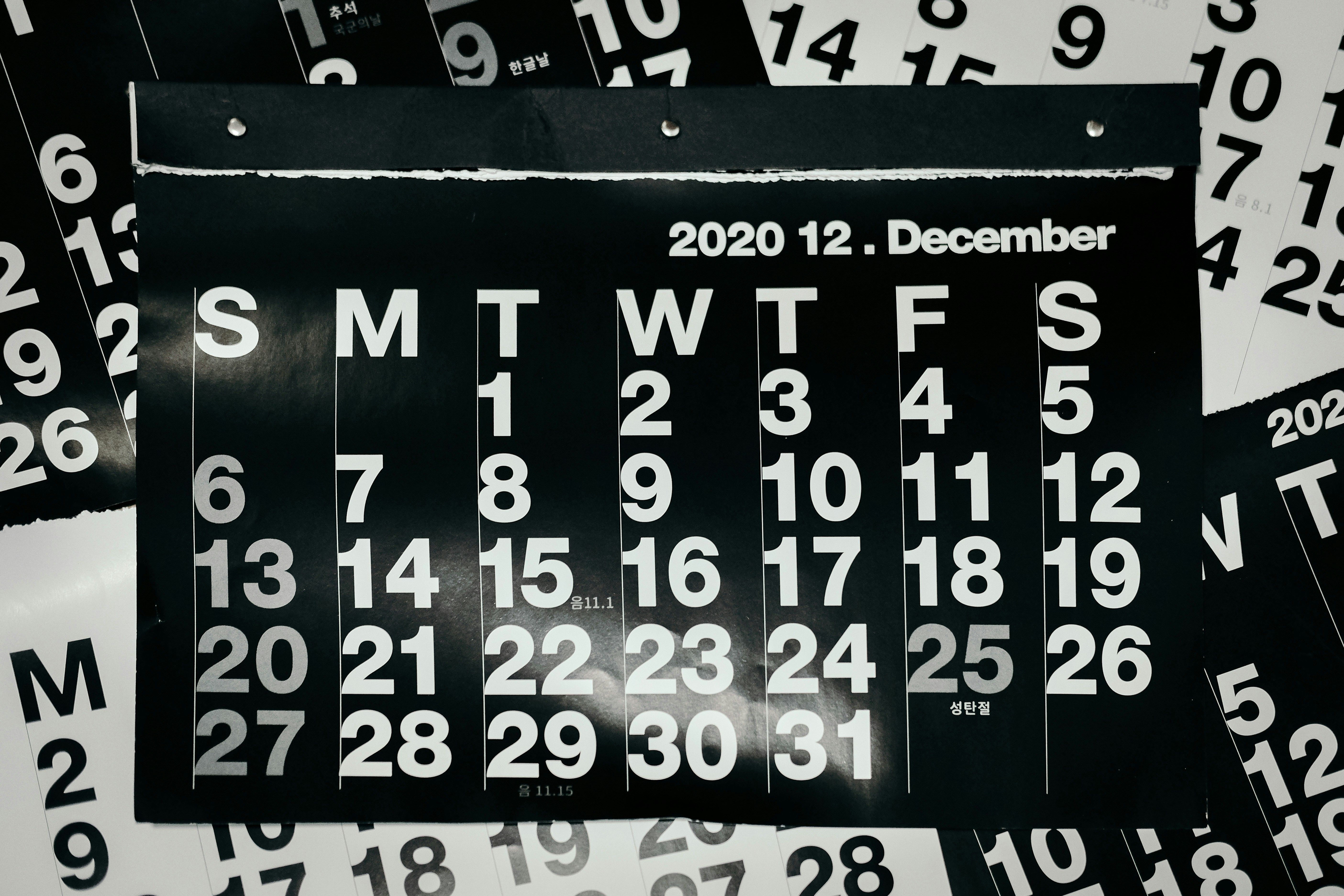 Wall calendar with an important date marked